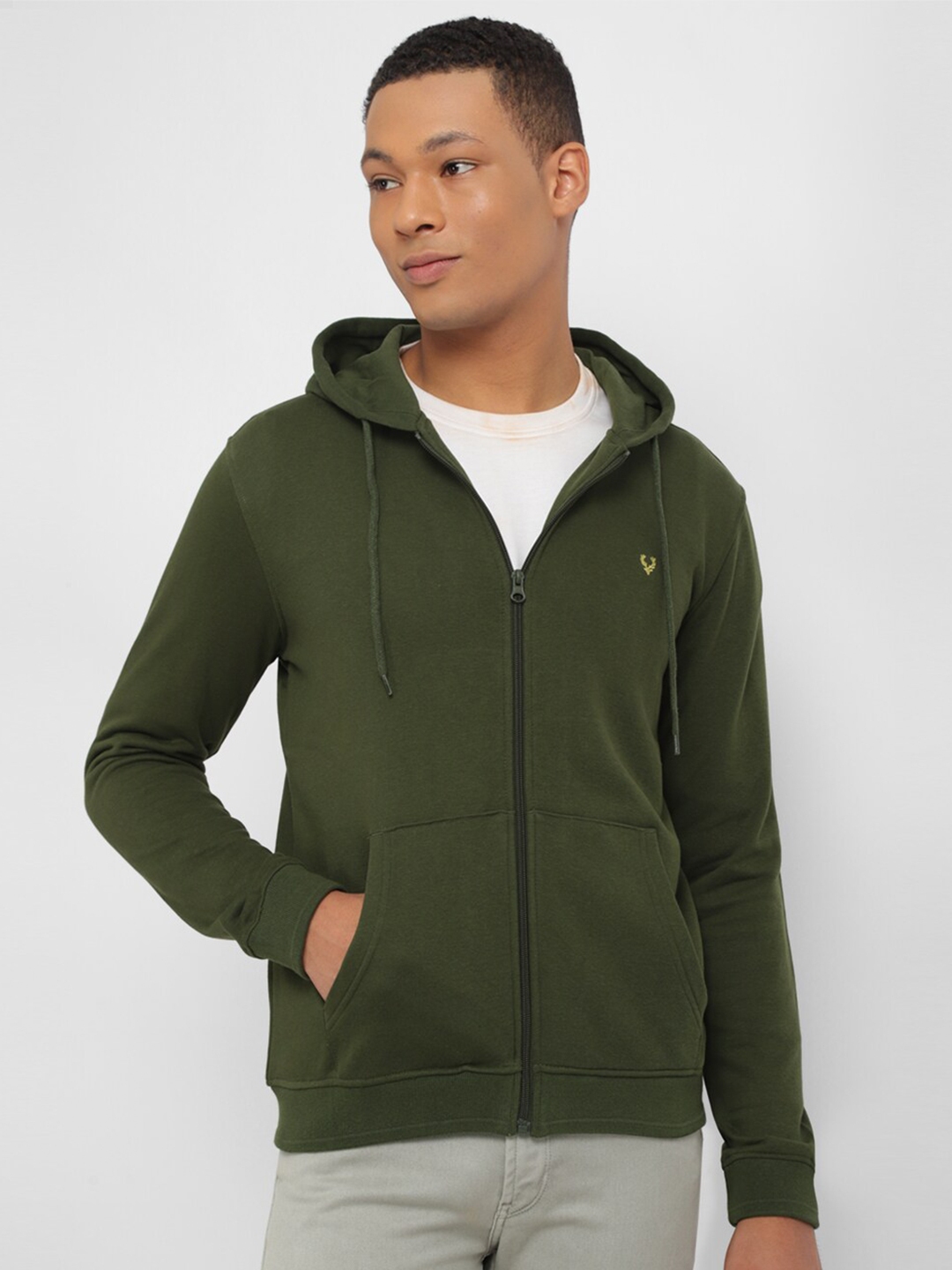 Buy Allen Solly Hooded Pure Cotton Front Open Sweatshirt Myntra