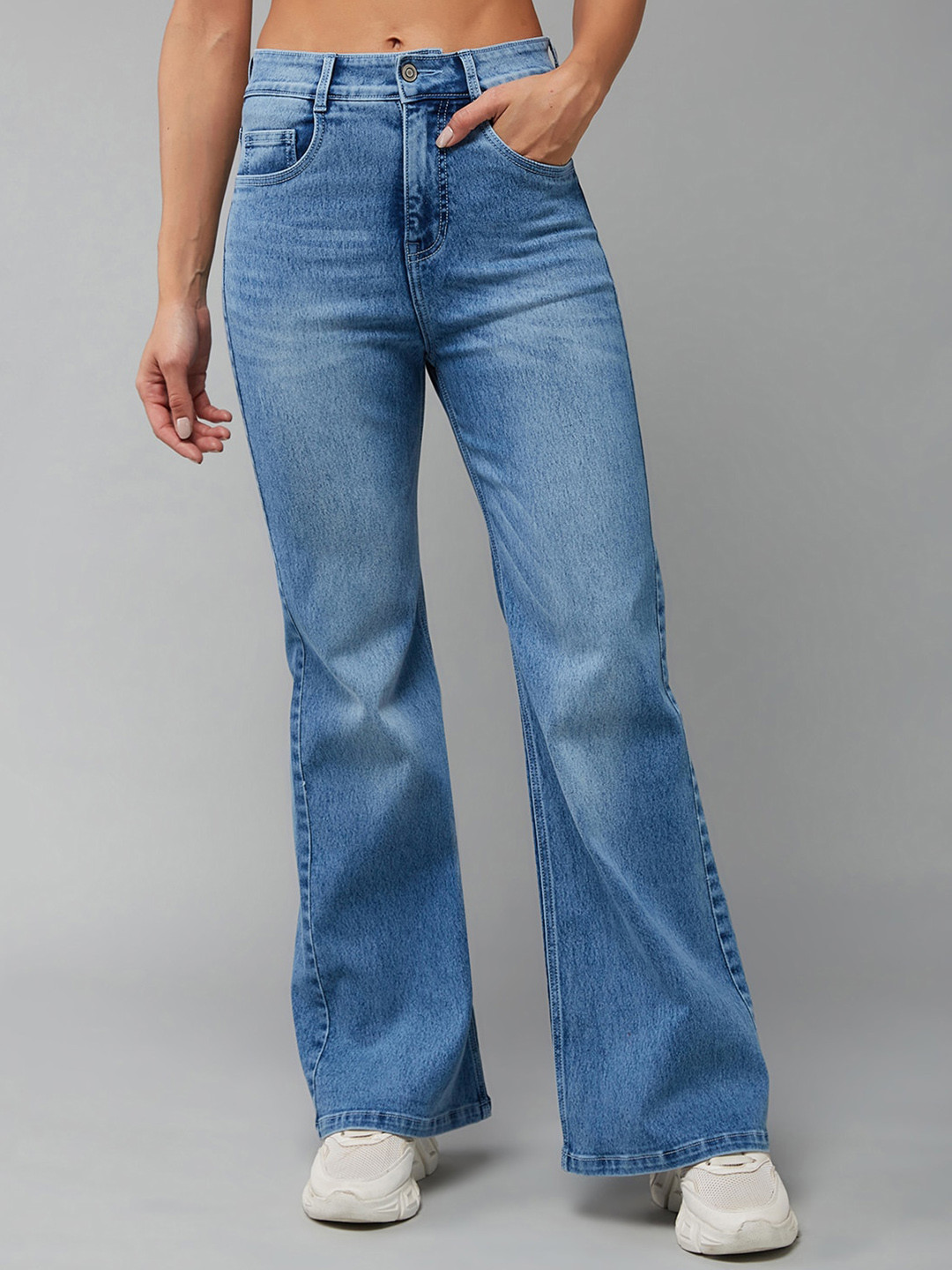 Dolce Crudo Women Blue Wide Leg Shaping High-Rise Stretchable Jeans