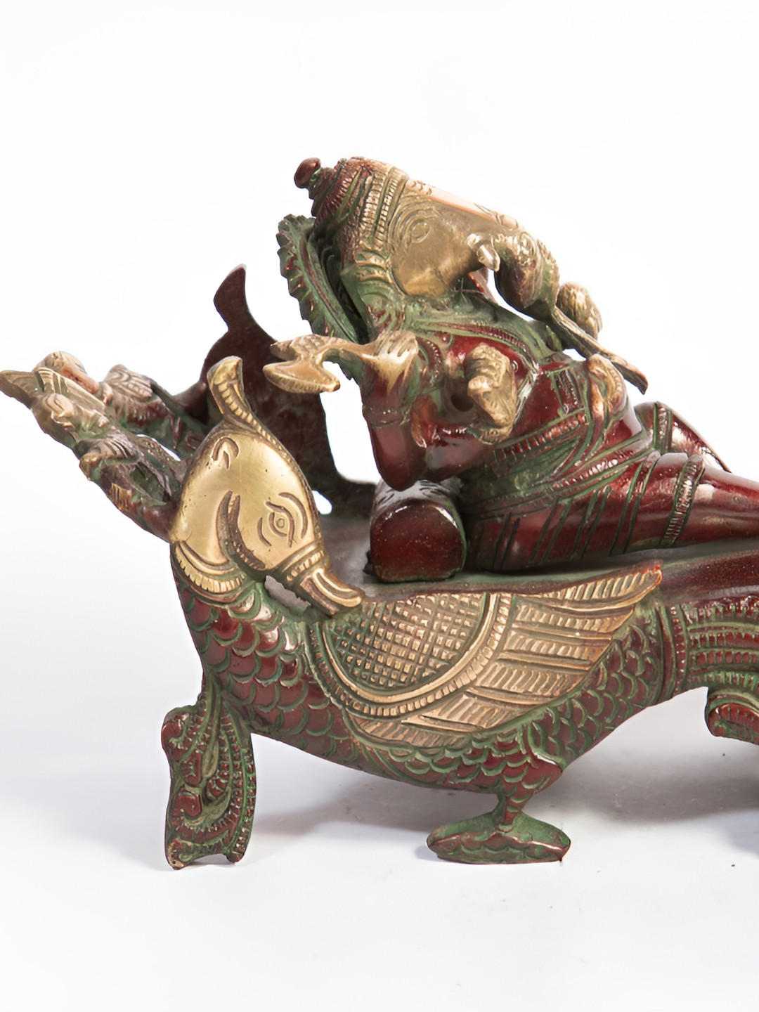 Arihant Craft Maroon Brass Metallic Prayer Room Medium Showpiece - 5 Inches