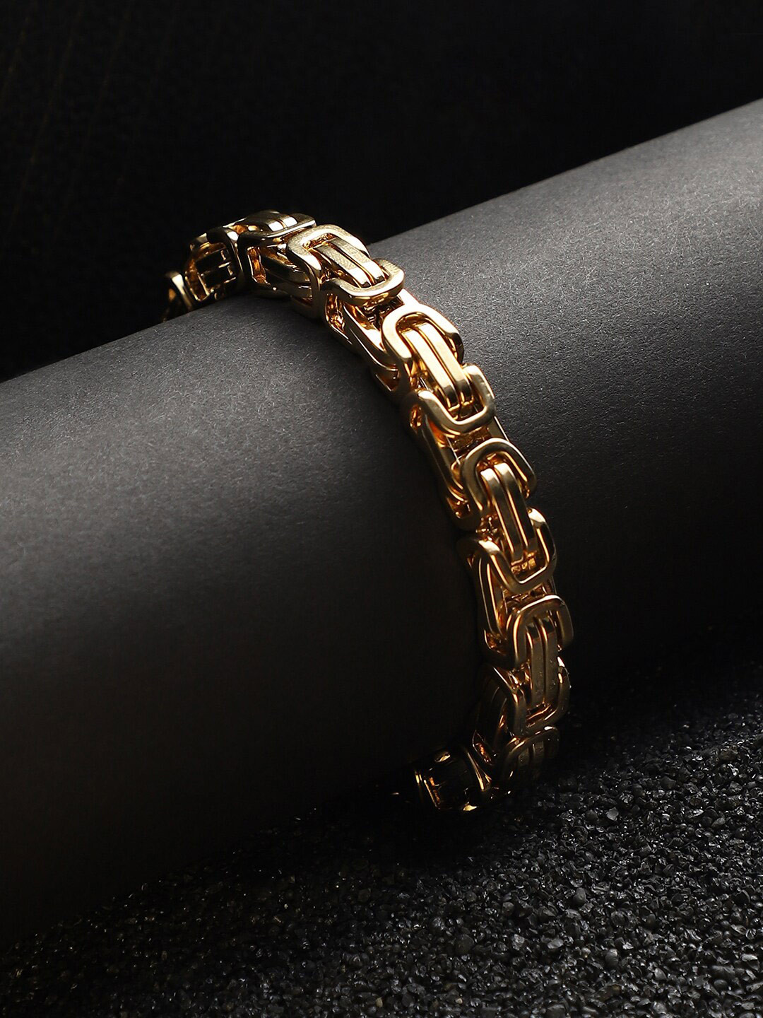French Accent Men Gold Plated Twisted Link Bracelet