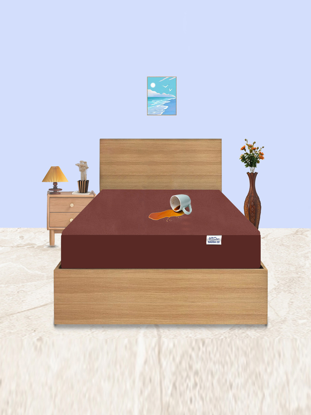 GADDA CO Cofffee Double Bed Soft & Waterproof Mattress Protector