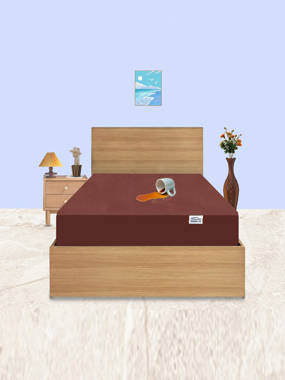 GADDA CO Coffee Double Bed Soft & Waterproof Mattress Protector