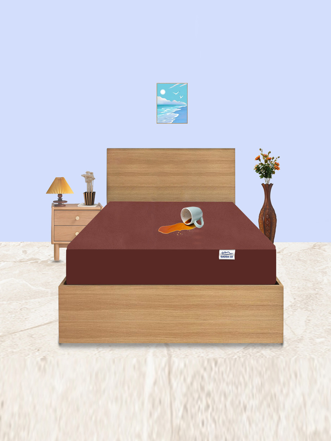 GADDA CO Coffee Double Bed Soft & Waterproof Mattress Protector