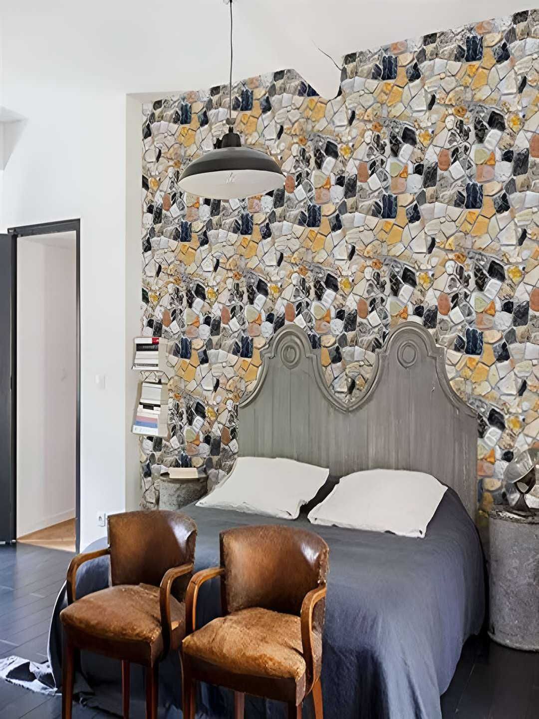 Univocean Grey & Metallic Shade Modern Brick Design 3D Wallpaper Sticker