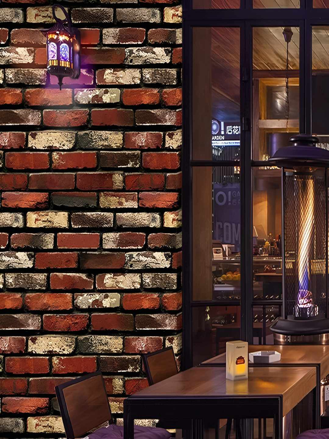 Univocean Red & Beige Brick Design Self Adhesive Peel & Stick Wallpaper