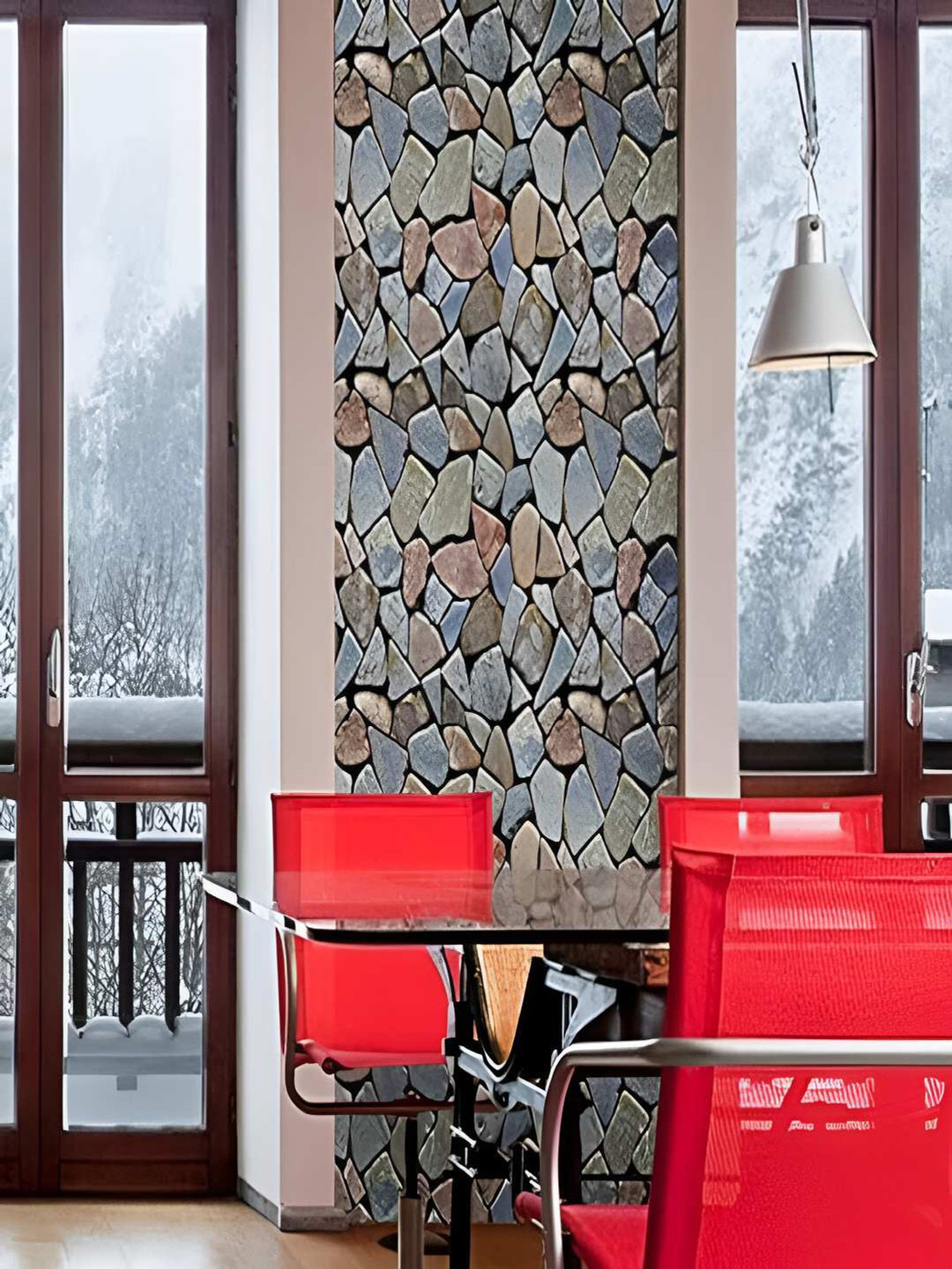 Univocean Grey & Beige Modern Pebbles Stone Brick Pattern 3D Wall Paper