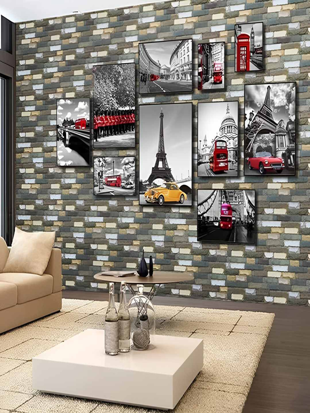 Univocean Grey & White Multi-Stone Pattern Self Adhesive Peel & Stick HD 3D Wallpaper