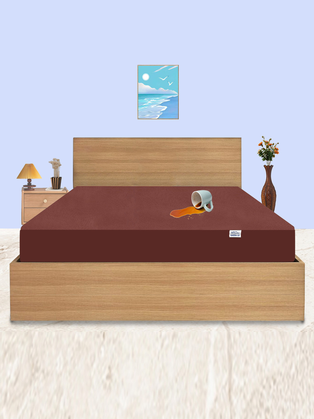 GADDA CO Coffee King Size Soft & Waterproof Mattress Protector