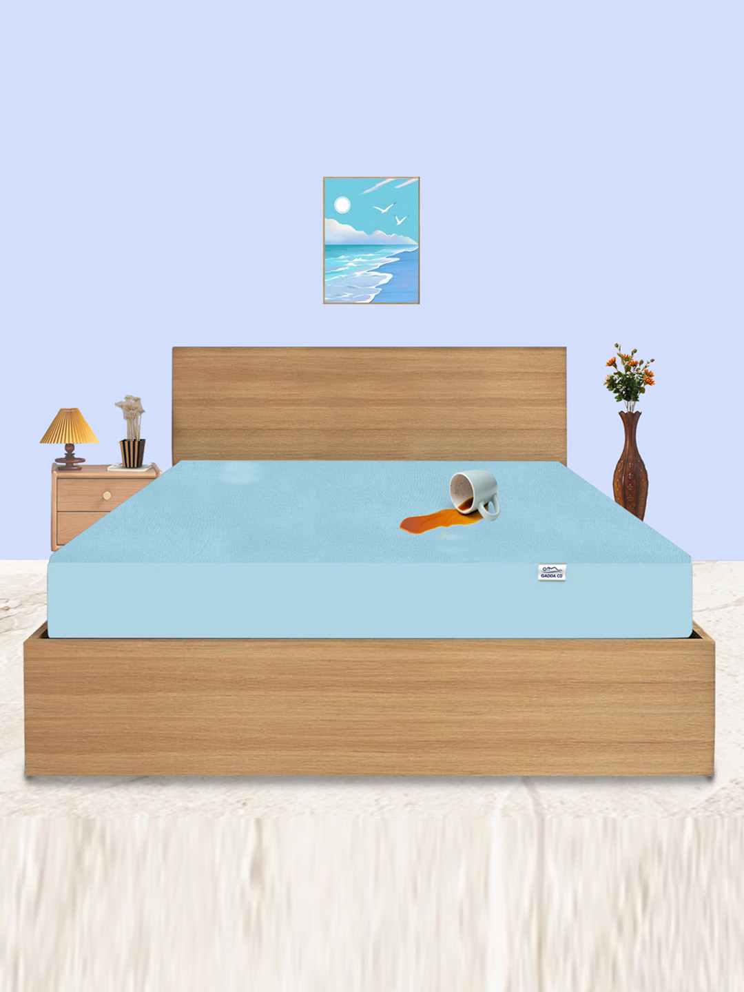 GADDA CO Blue King Size Soft & Waterproof Mattress Protector