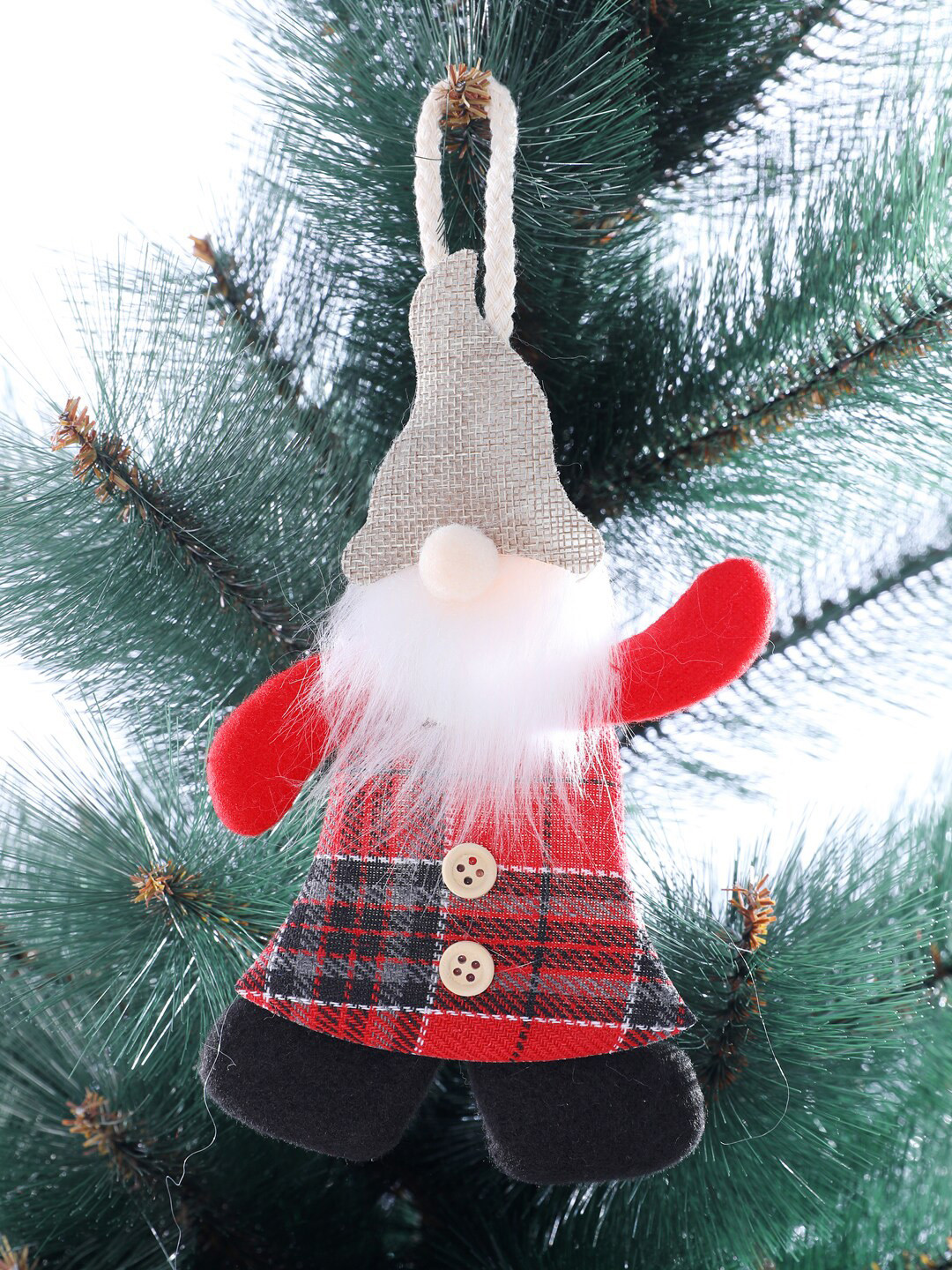 TAYHAA Red & White Whimsical Felt Santa Ornament Festive Decor