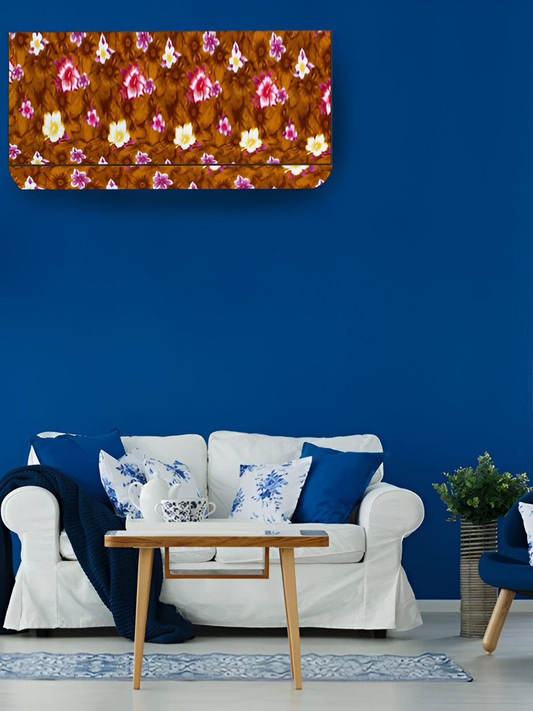 Stylista Orange & Yellow Floral printed Indoor & Outdoor AC Covers