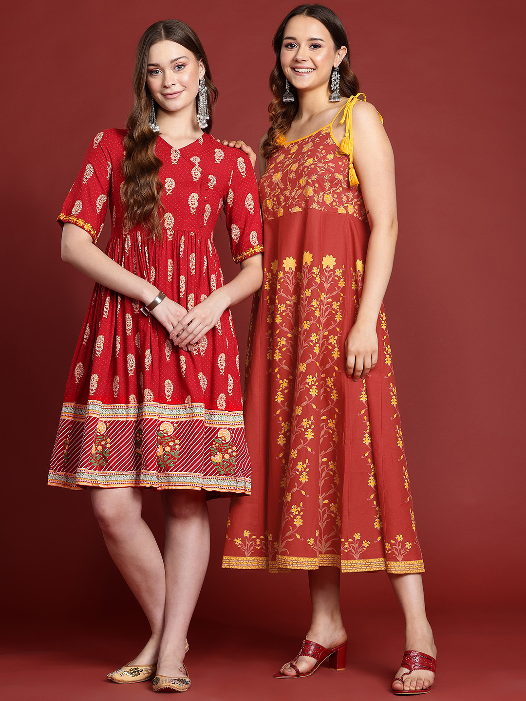 Anouk Ethnic Motif Printed Knee Length A-Line Ethnic Dress