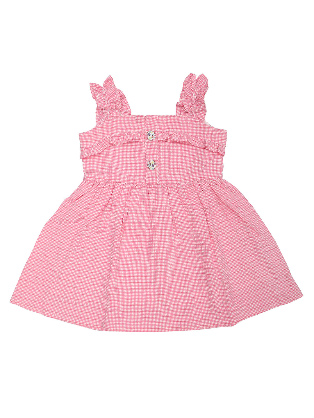 Doodle Girls Checked Shoulder Straps Fit and Flare Dress