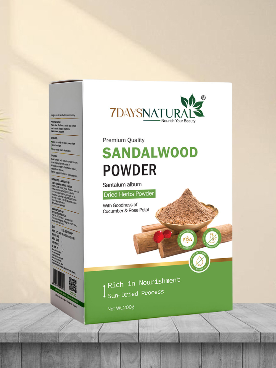 7DAYSNATURAL Pure & Natural Herbal Sandalwood Face Powder - 200g