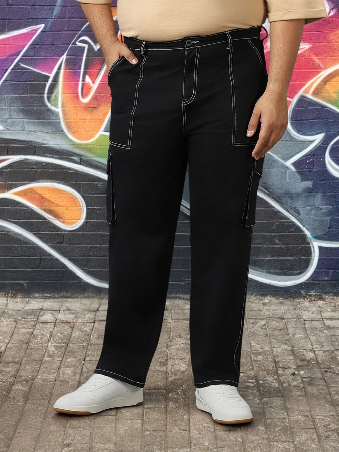 Bewakoof Men Plus Size Baggy Oversized Cargo Pants