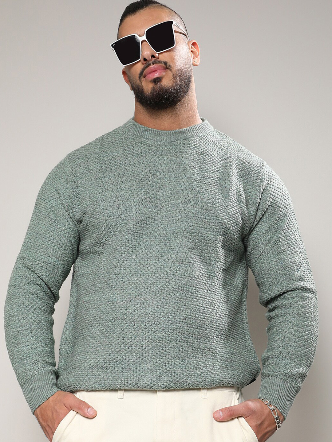 Instafab Plus Cable Knit Woollen Pullover