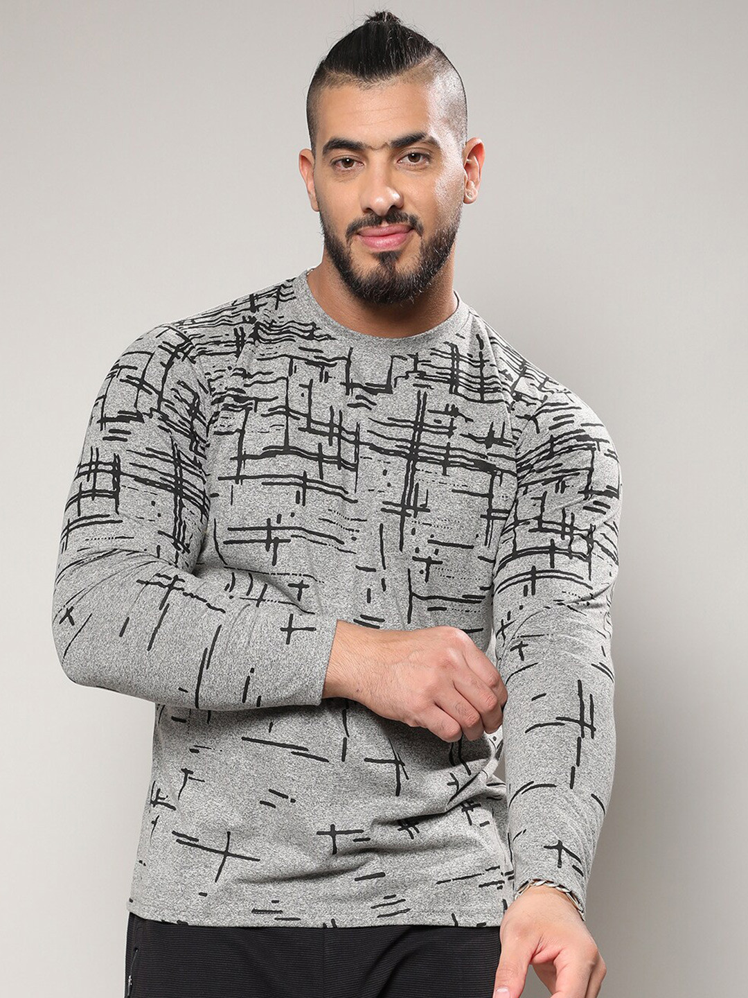 Instafab Plus Abstract Printed Round Neck Cotton T-shirt
