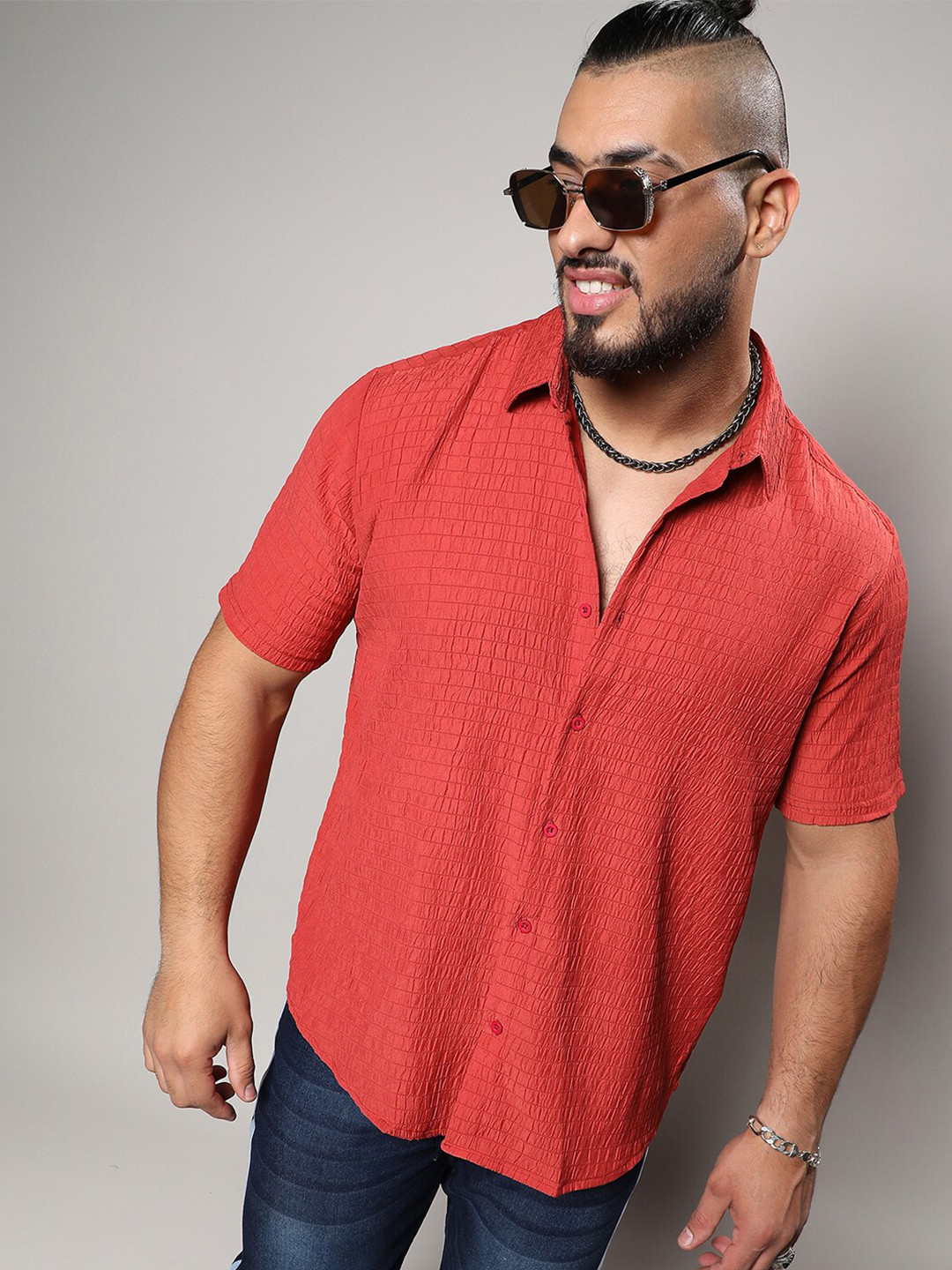 Instafab Plus Classic Horizontal Striped Acrylic Casual Shirt
