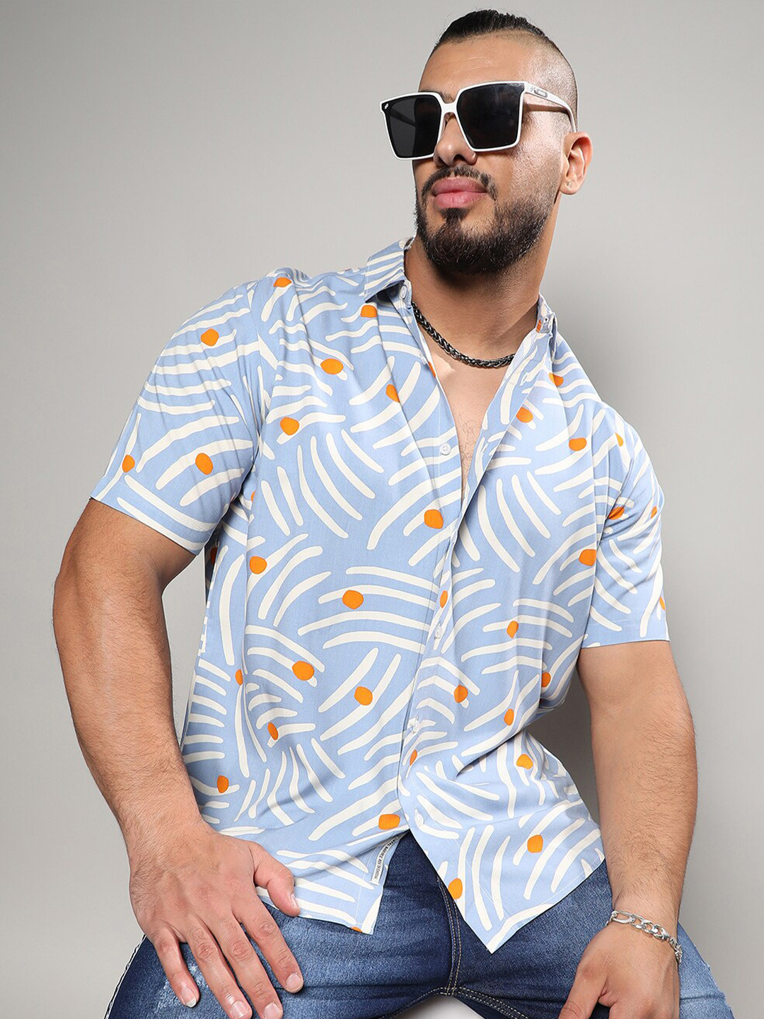 Instafab Plus Abstract Classic Printed Casual Shirt