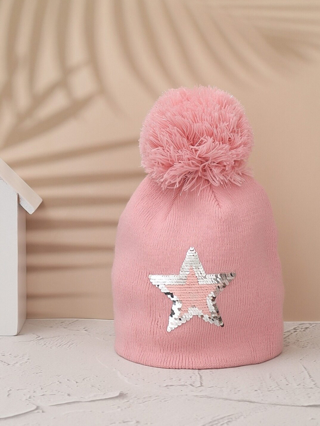 Yellow Bee Girls Embellished Reversible Woollen Beanie