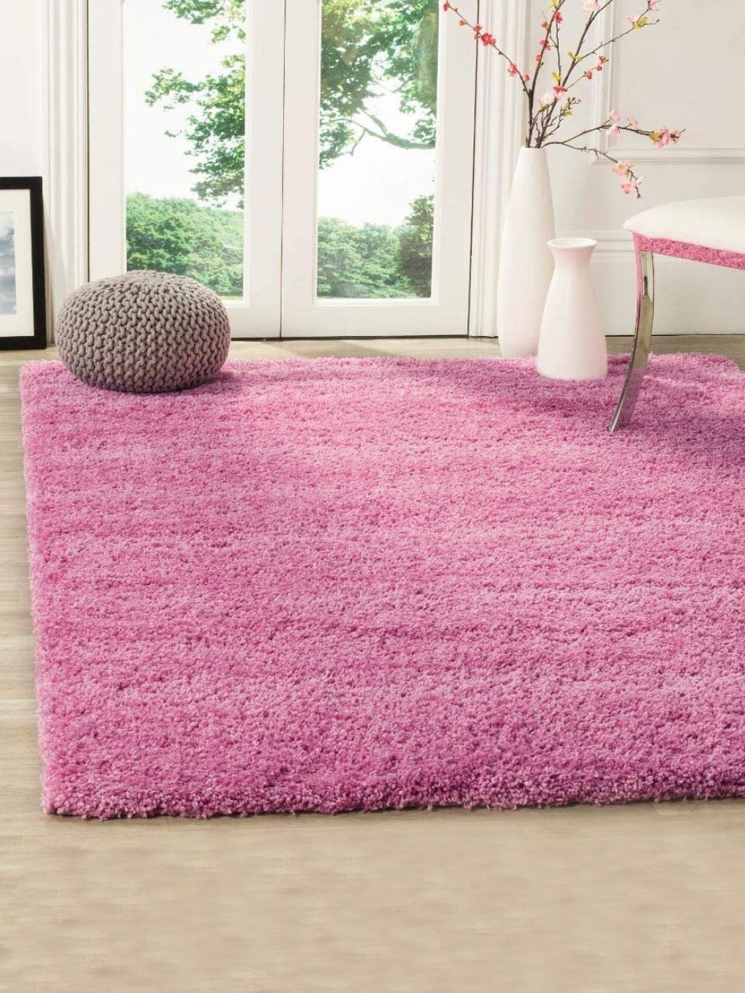 Shopgallery Pink Anti-skid Shaggy Carpet