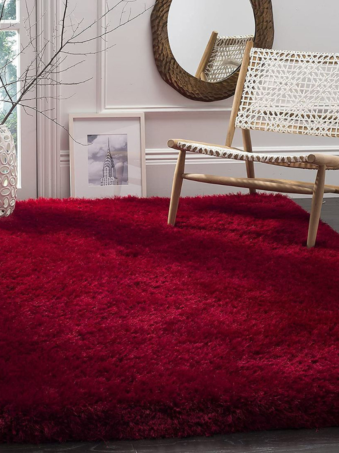 Shopgallery Red Anti-Skid Shaggy Carpet