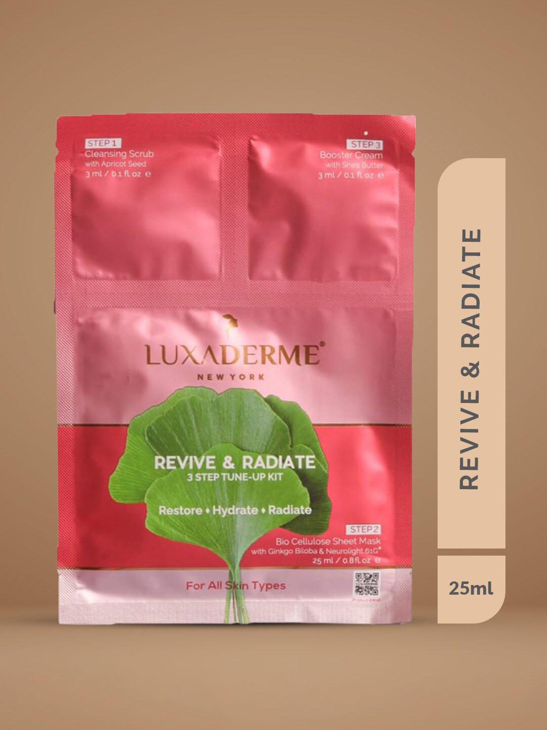 LuxaDerme Revive & Radiate 3-Step Korean Facial Kit - 25ml