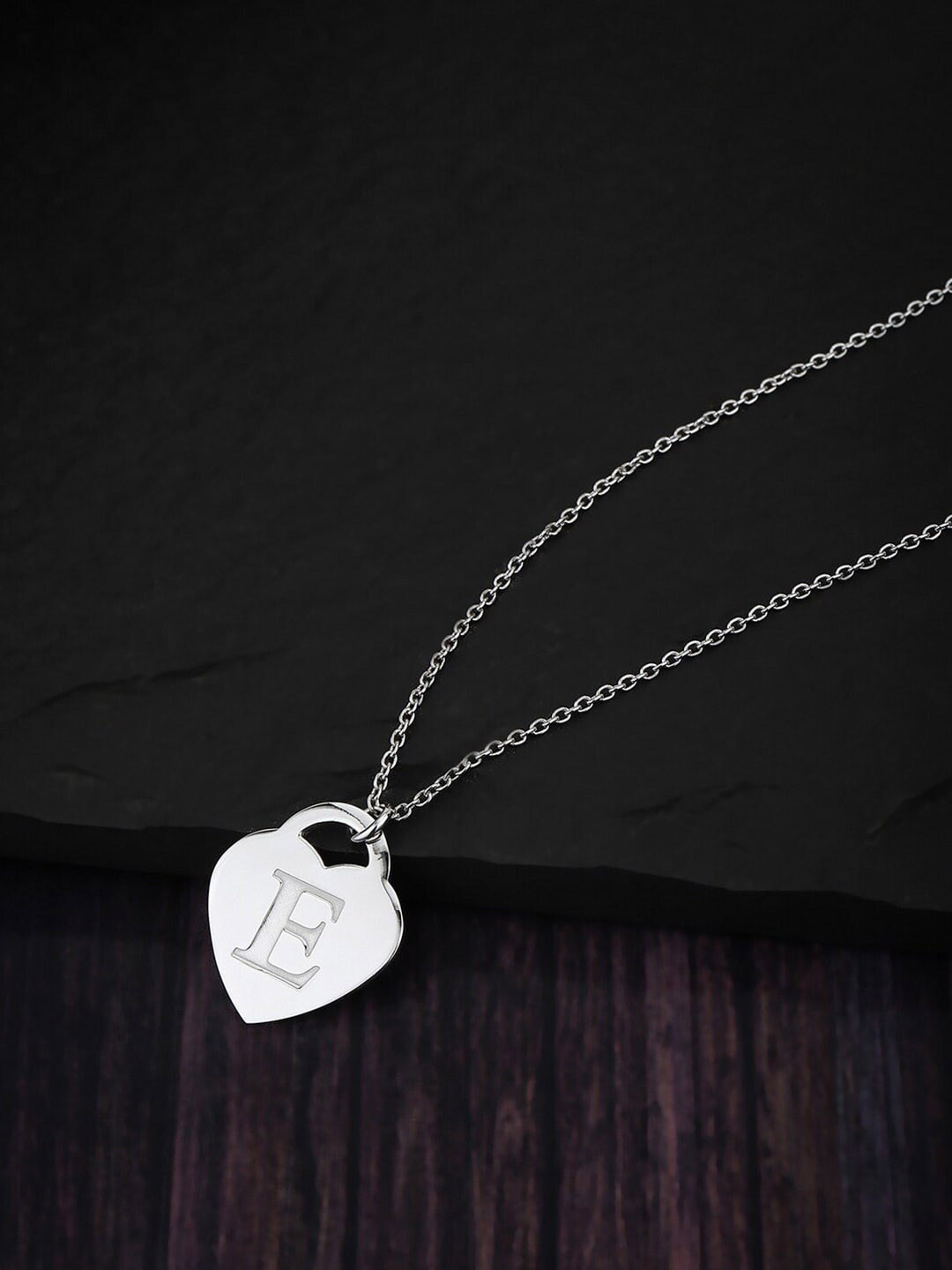 Carlton London Rhodium-Plated 92.5 Sterling Silver Heart Shaped Pendant With Chain