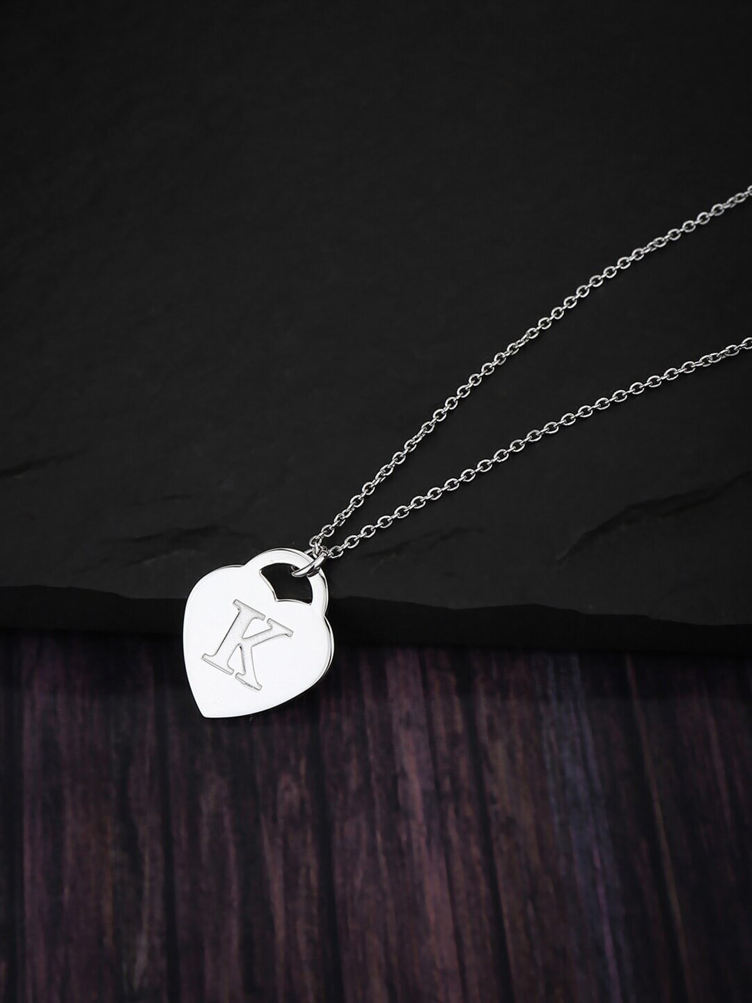 Carlton London Silver-Plated 925 Sterling Silver Heart Shaped Pendant With Chain