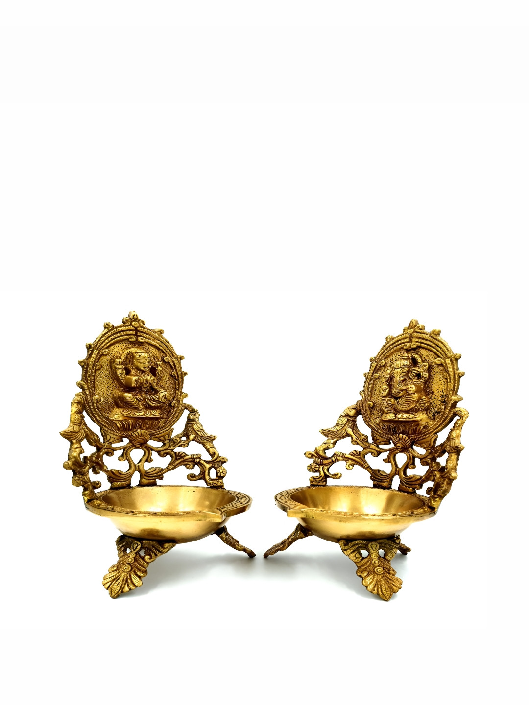 Arihant Craft Gold Brass Metallic Living Room Set of 2 Small Showpieces - 12 Inches
