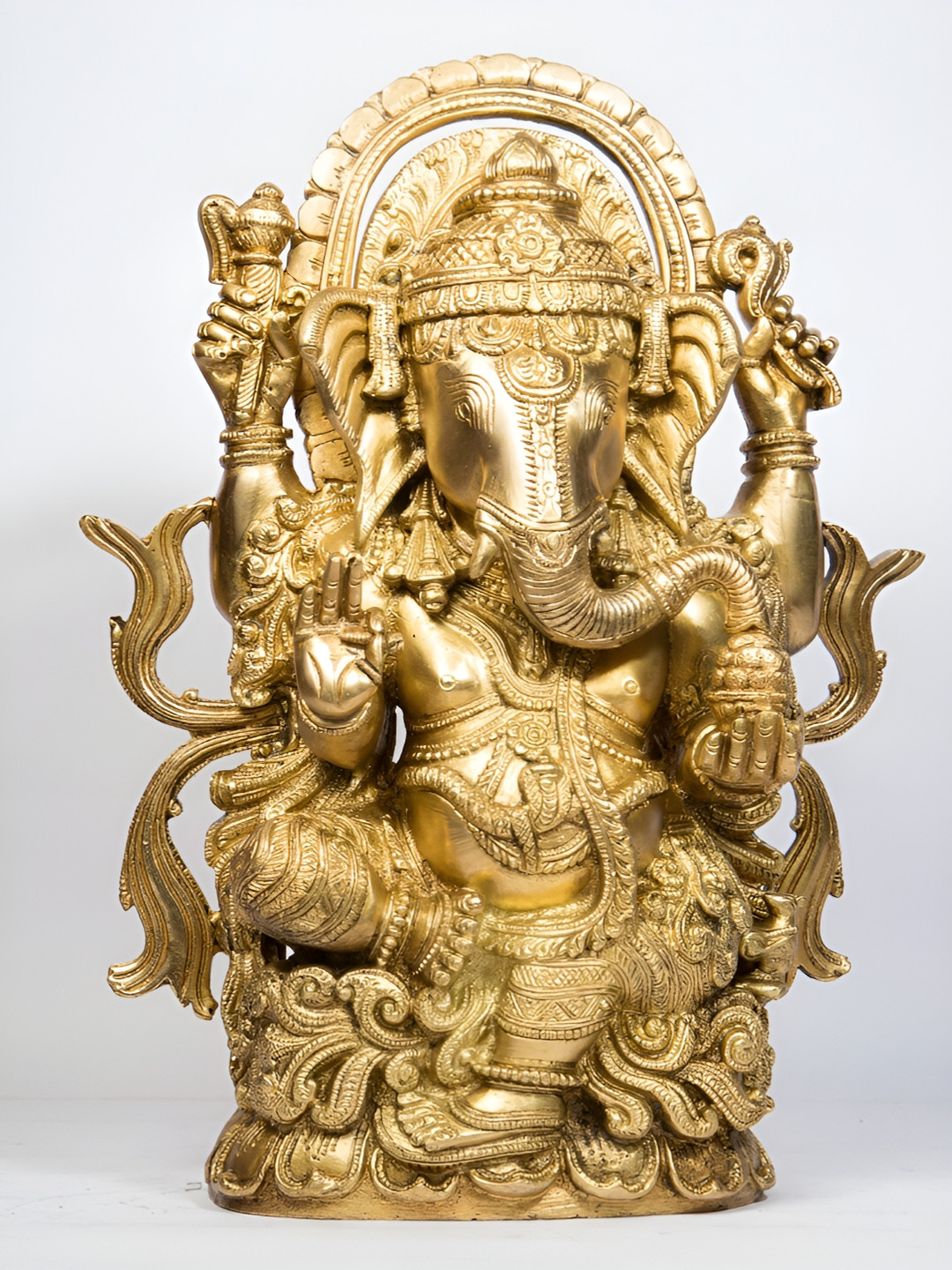 Arihant Craft Gold Brass Metallic Prayer Room Medium Showpiece - 13 Inches