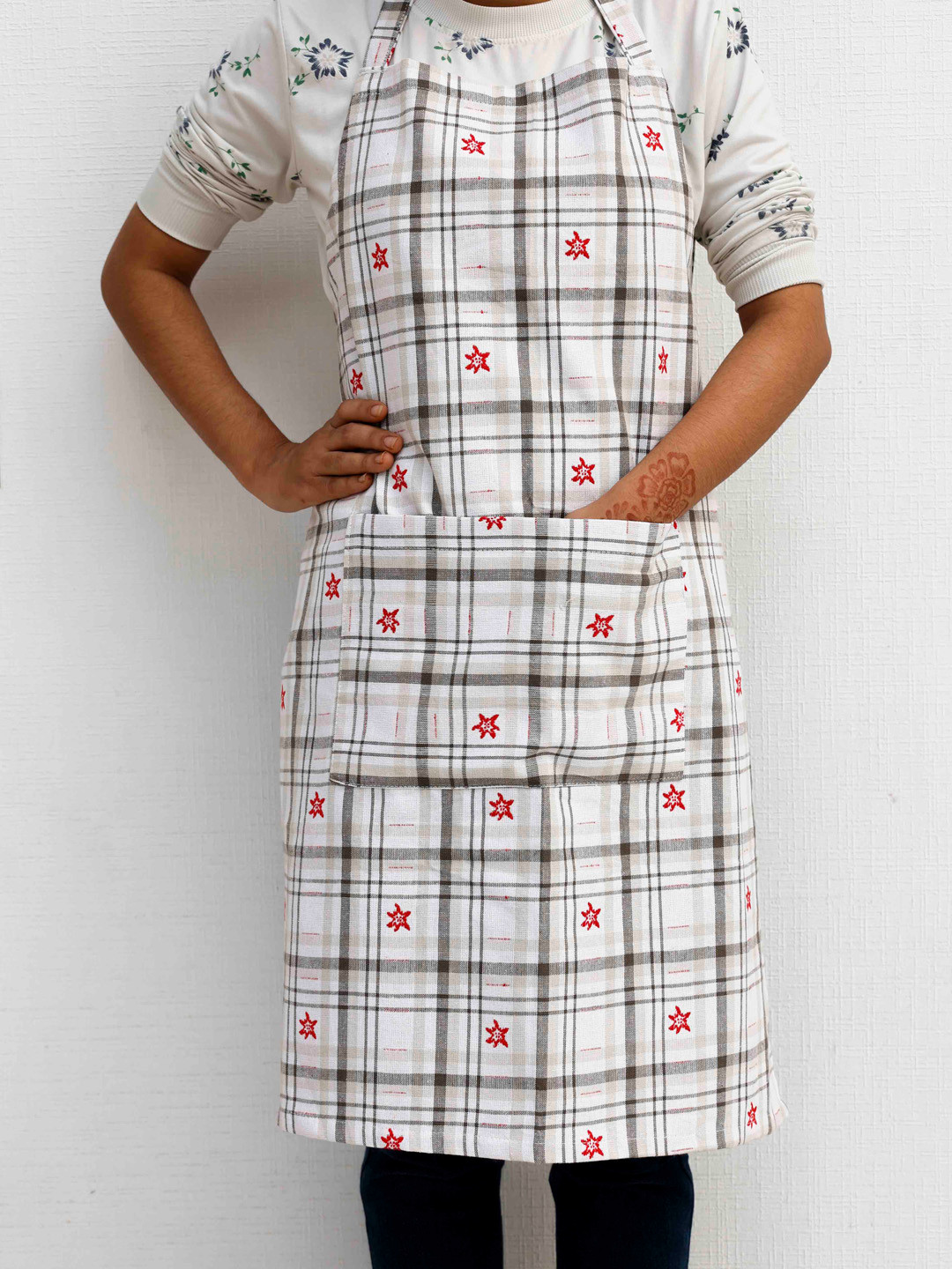 Ariana Off White Printed Cotton Apron