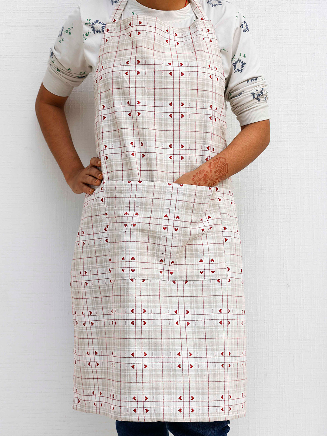 Ariana Off White Printed Cotton Apron