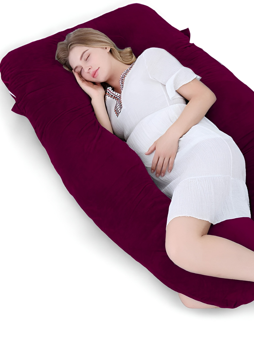 DADDY COOL Purple Solid Faux Velvet Breathable Firm Fibre Maternity Pillow-20.3 x 76.2 x 139.7 cm