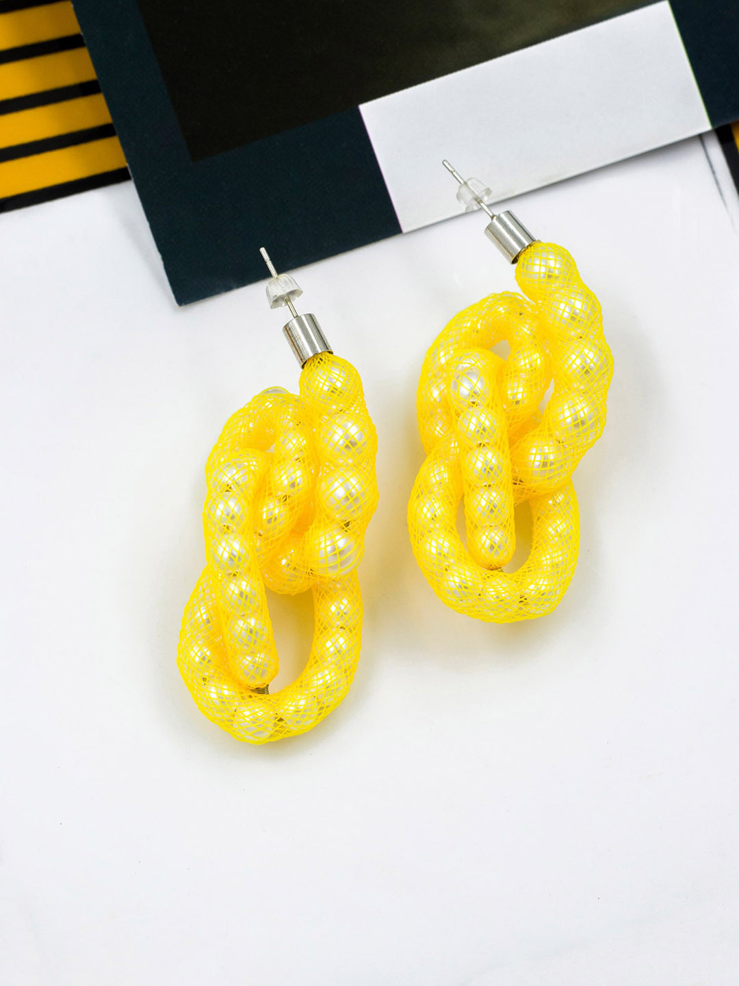 Bellofox Yellow Pearls Drop Earrings