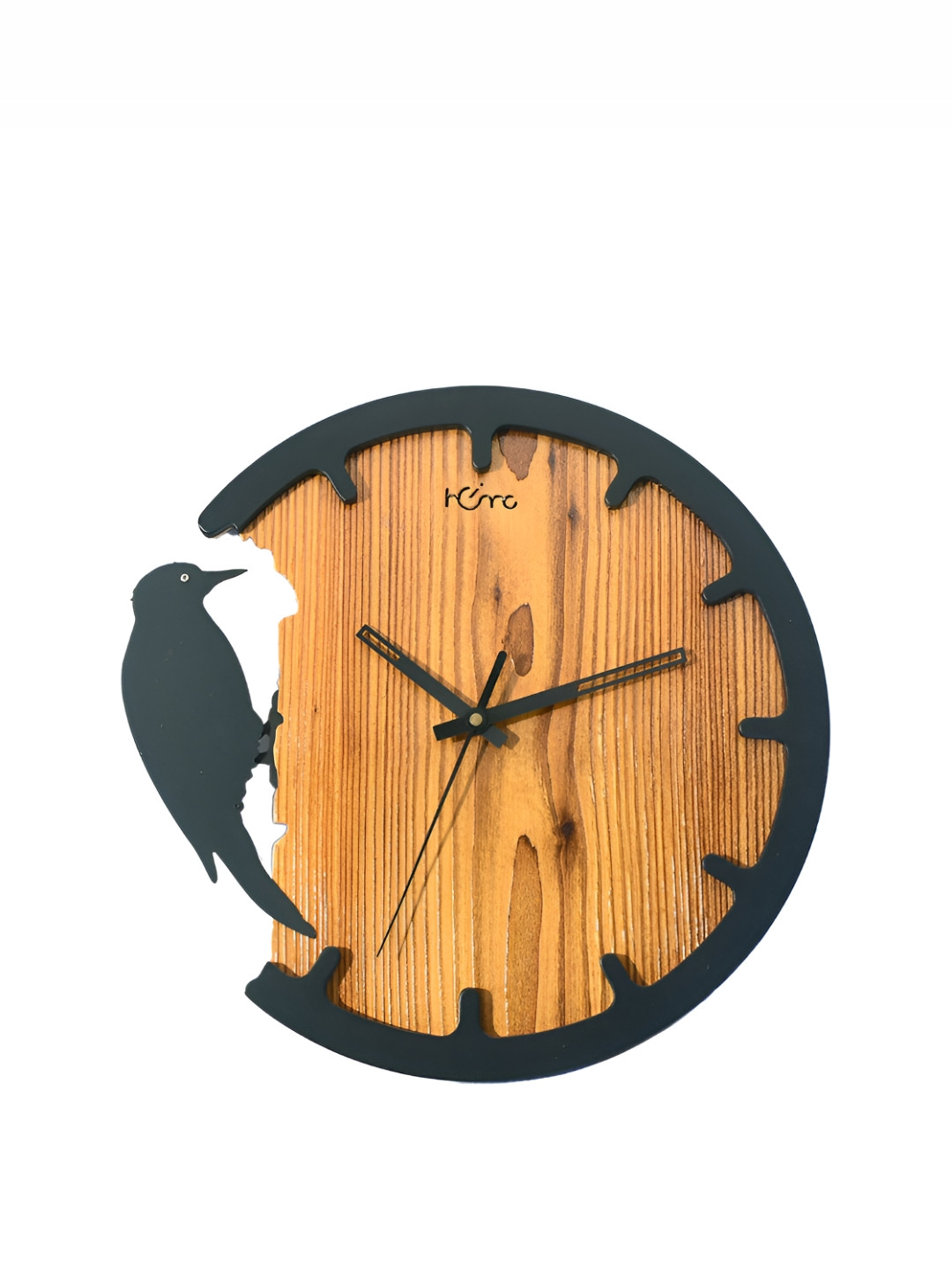 DIAMANTE A LA MODE Brown Woodpeacker Contemporary Wall Clock