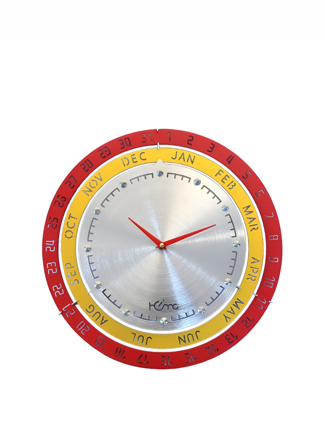 DIAMANTE A LA MODE Sliver toned and Red  Contemporary Wall Clock