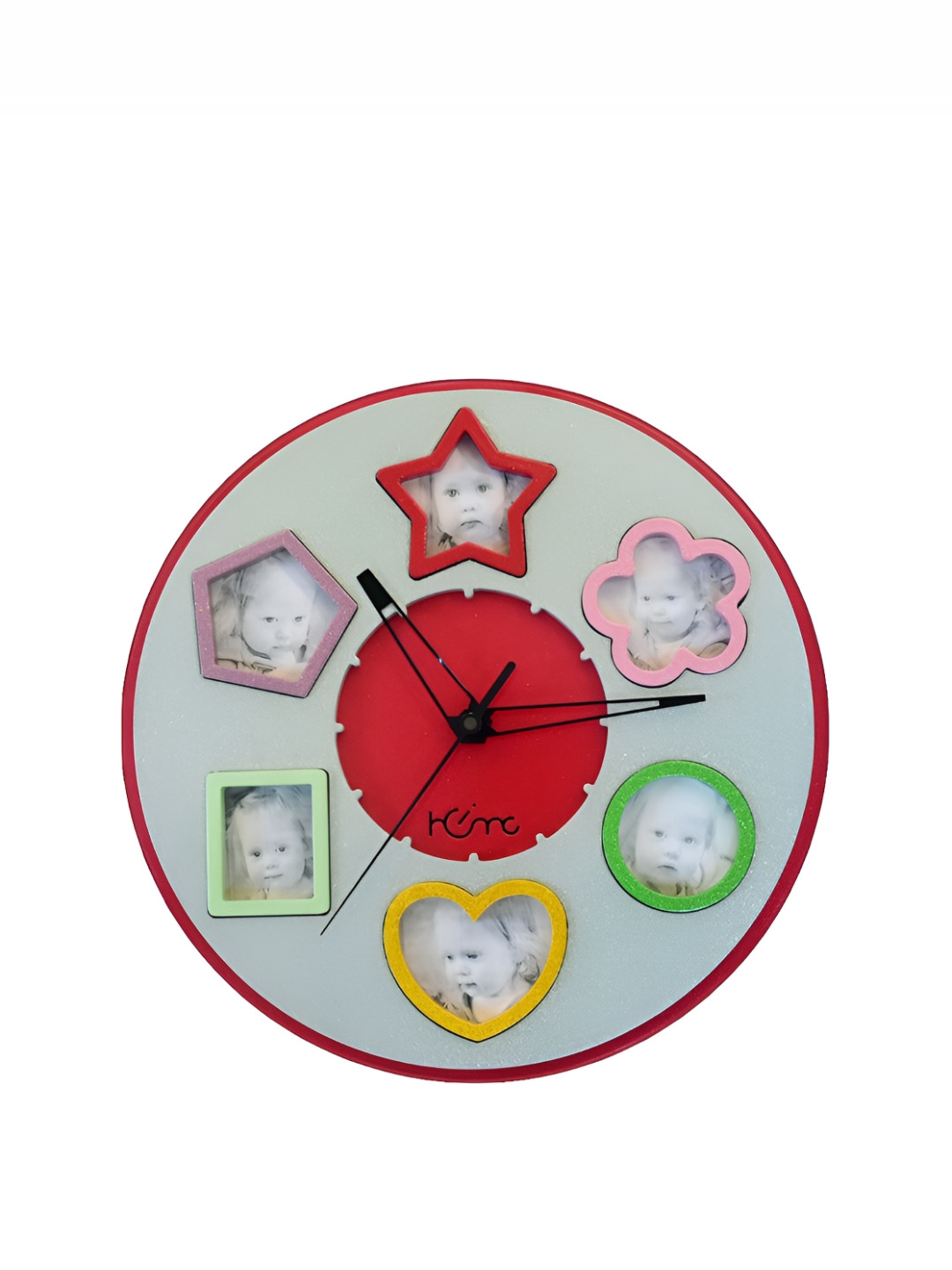 DIAMANTE A LA MODE Off White and Red Printed Contemporary Wall Clock