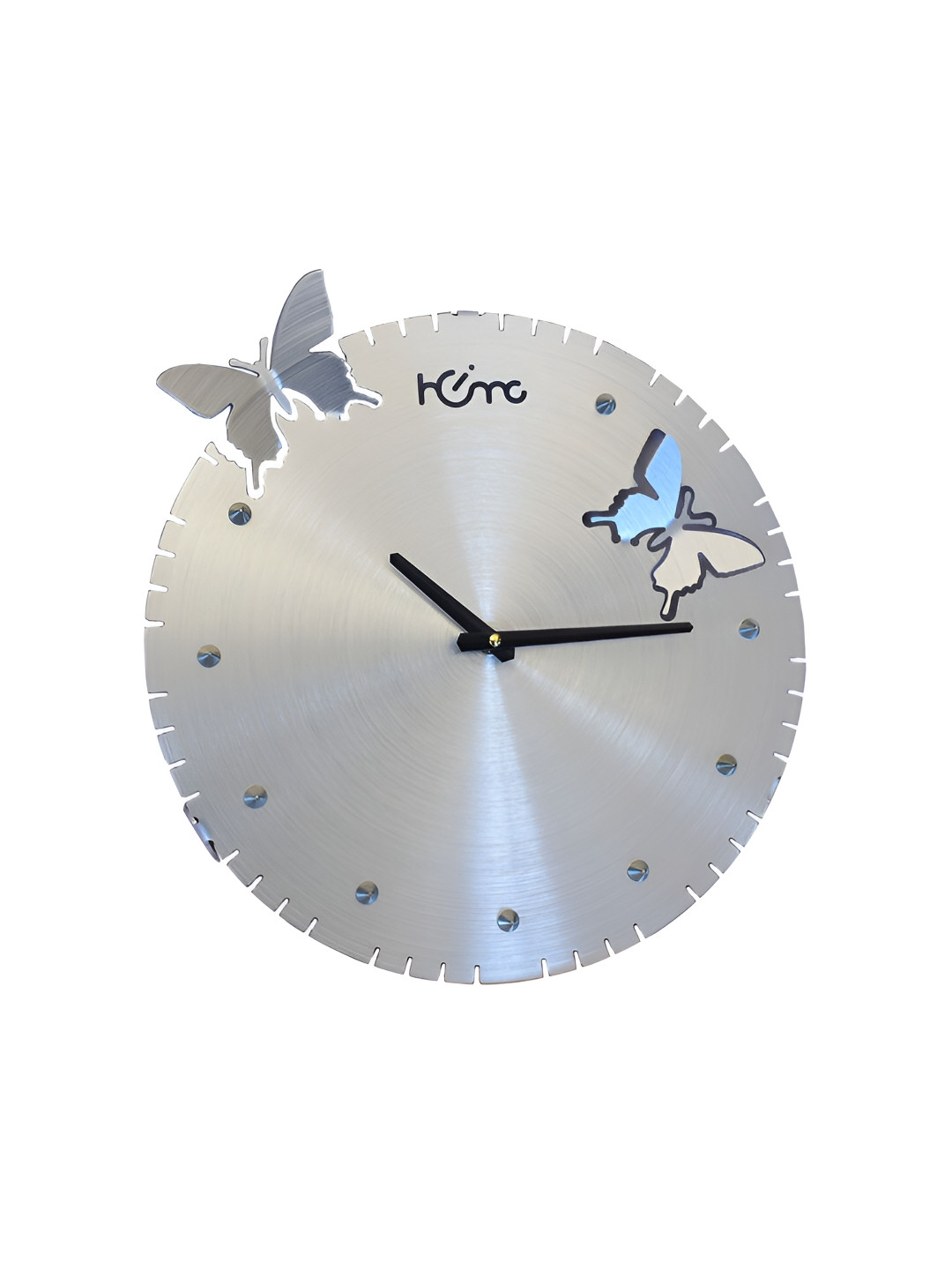 DIAMANTE A LA MODE Butterfly Metal Large Display Round Battery Analogue Wall Clock-36cm