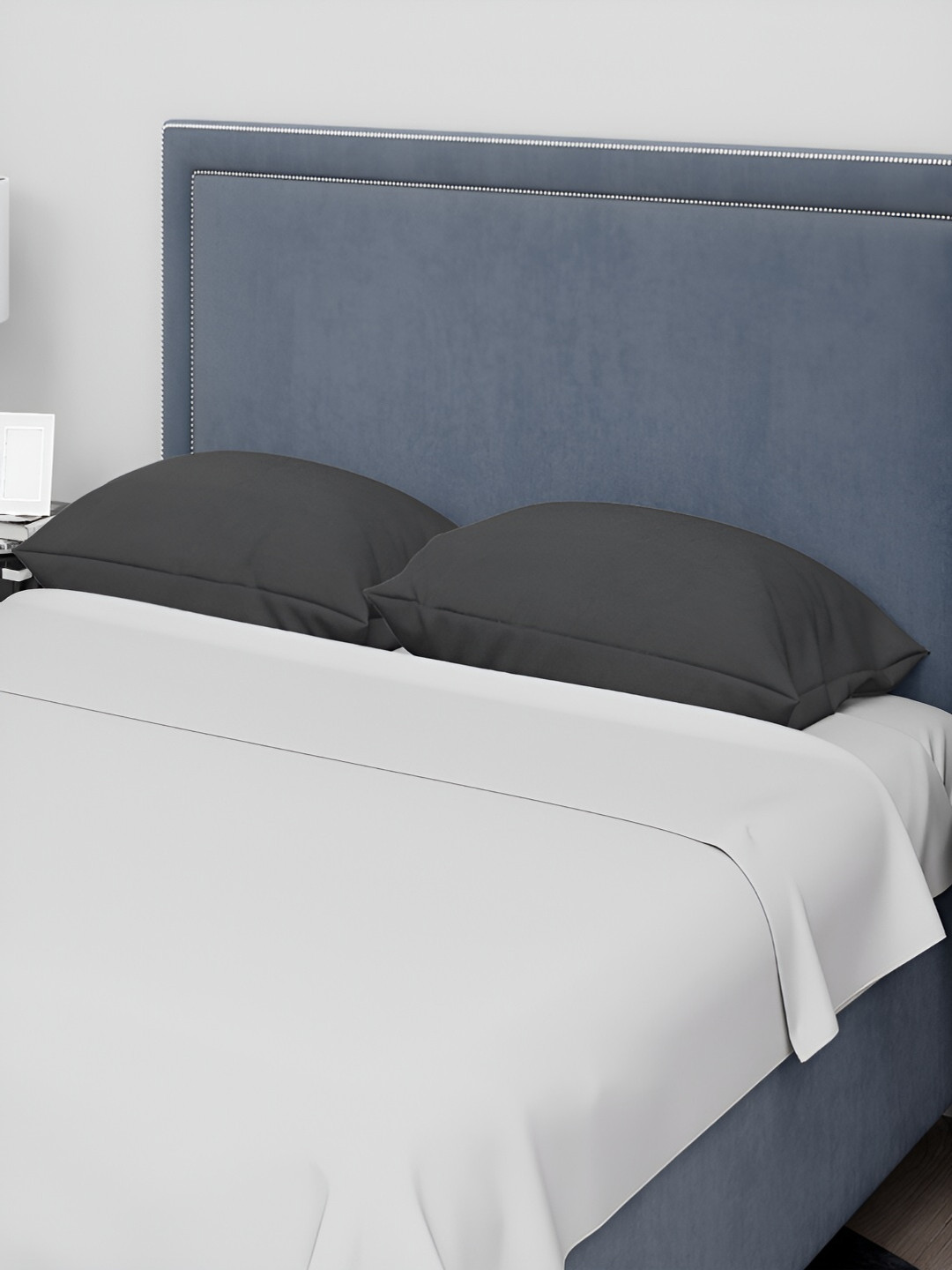 ERIC LONDON Black 2 Pieces Satin Rectangle Pillow Covers