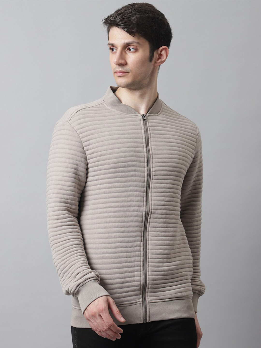 HOUSE OF VEDAS Self Design Long Sleeves Fleece Sweatshirt