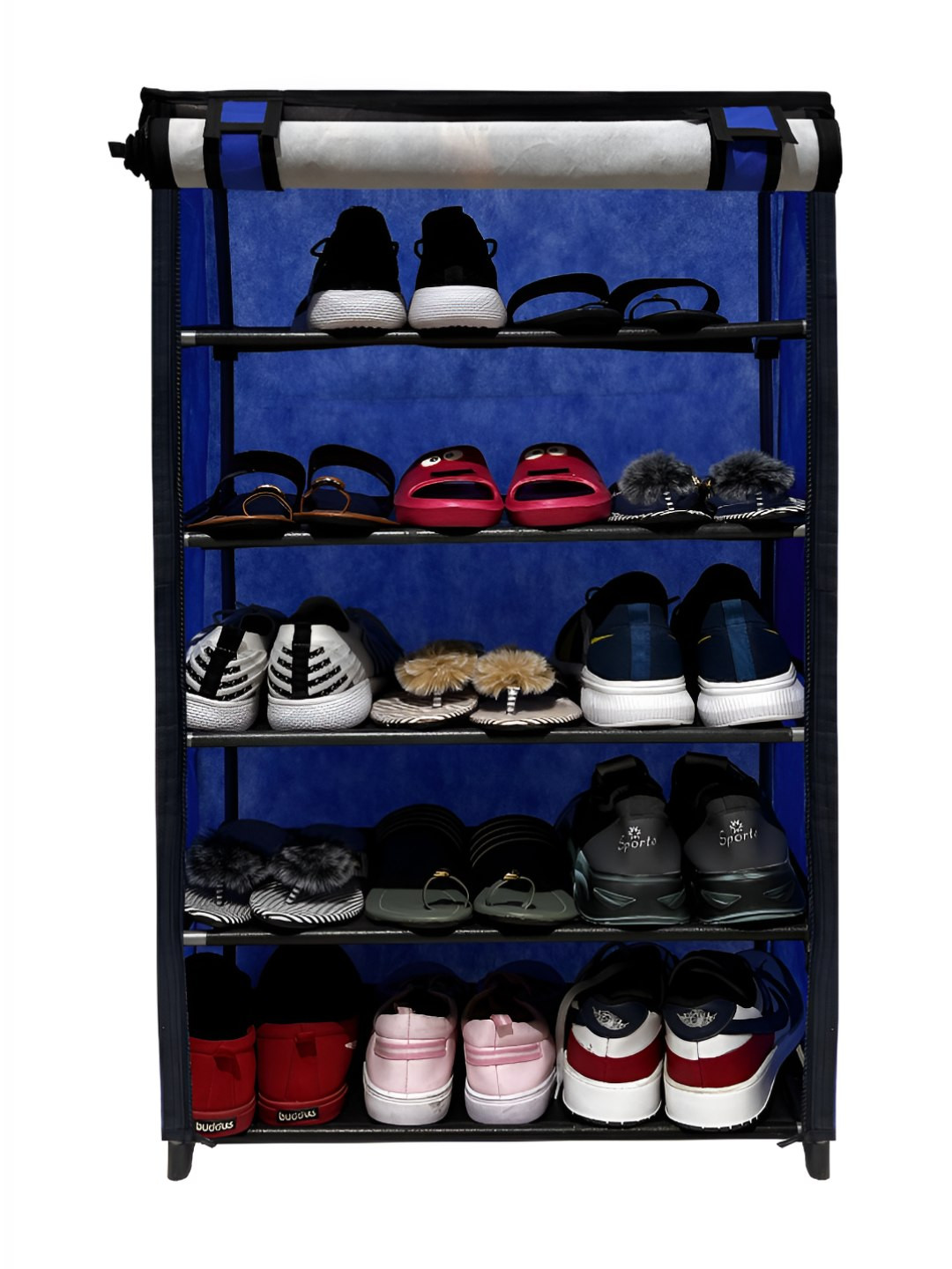 Urban Choice Blue Joker Printed Non Woven Waterproof 5 Layered Shoes Rack
