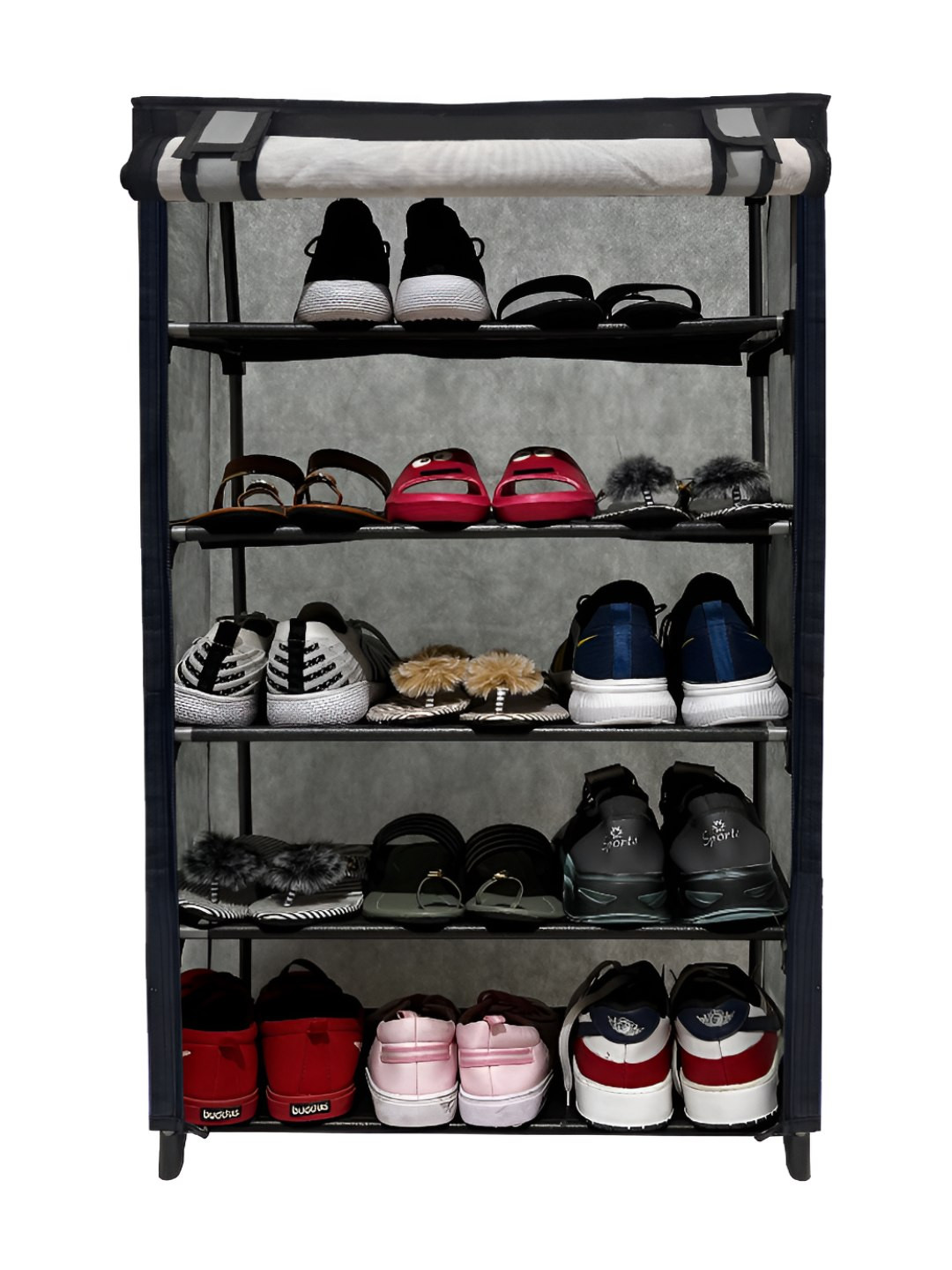 Urban Choice Grey Printed 5-Layer Shoes Rack