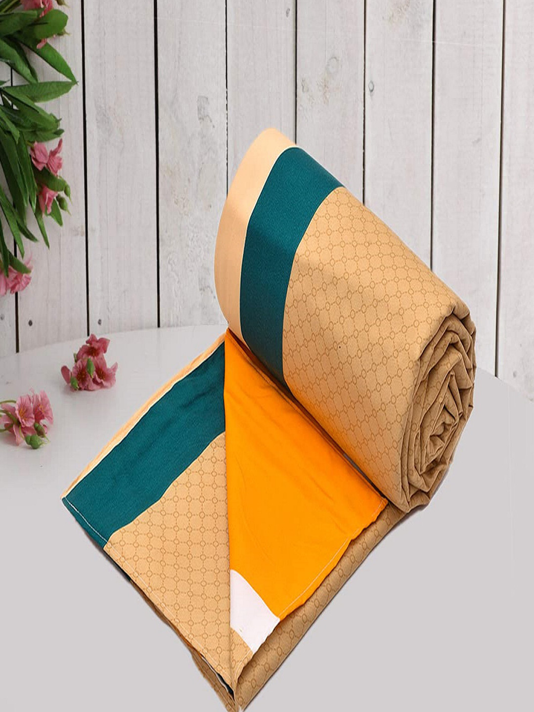 RRC Brown & Orange Striped Double Queen Duvet Cover