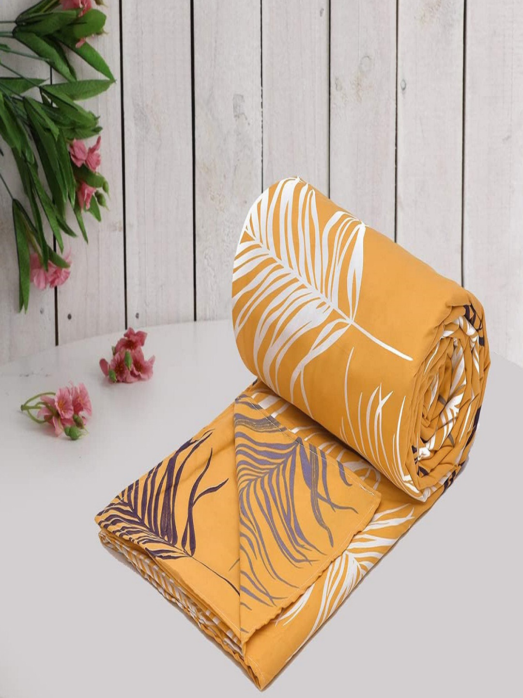 RRC Yellow & White Printed Double Duvet Cover With Zipper