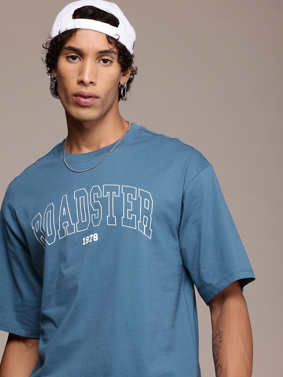 The Roadster Life Co. Brand Logo Printed Relaxed Fit Pure Cotton T-shirt