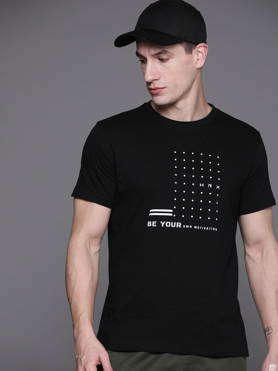 HRX Men Black Printed T-shirt – Fashion House