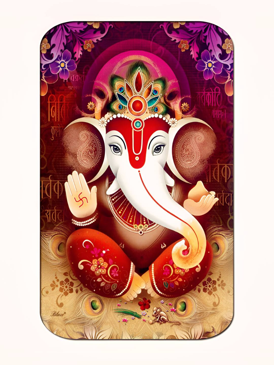 Casperme Red & White Ganesha Framed Painting Wall Art
