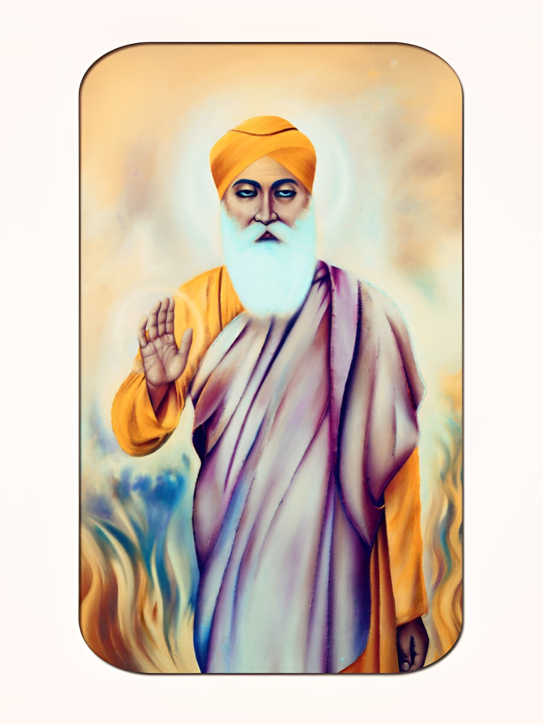Casperme Guru Nanak Wood Wall Rectangle Paintings Wall Art - 36 x 18In