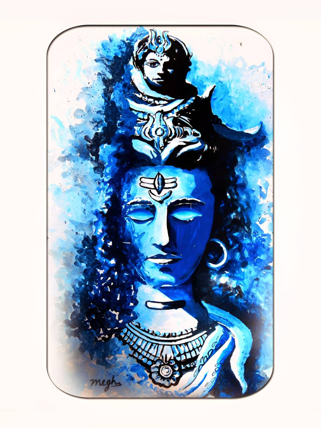 Casperme Blue Lord Shiva Big Framed Painting Wall Art